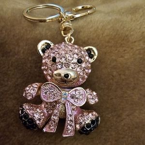 6x4 cm, Pink & Gold Crystal Teddy Bear🧸 Keychain, NWT